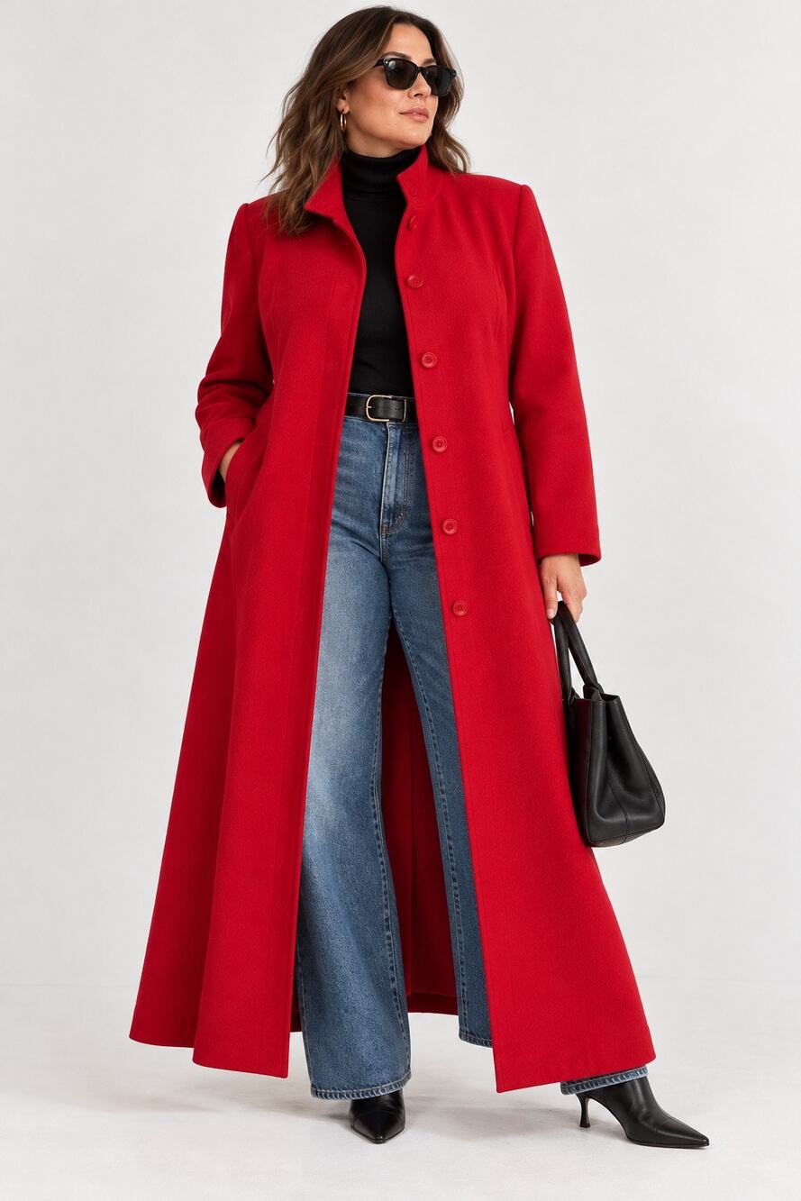 Vintage Talbots Red Wool Cashmere Floor Length Maxi Coat Size 20 USA